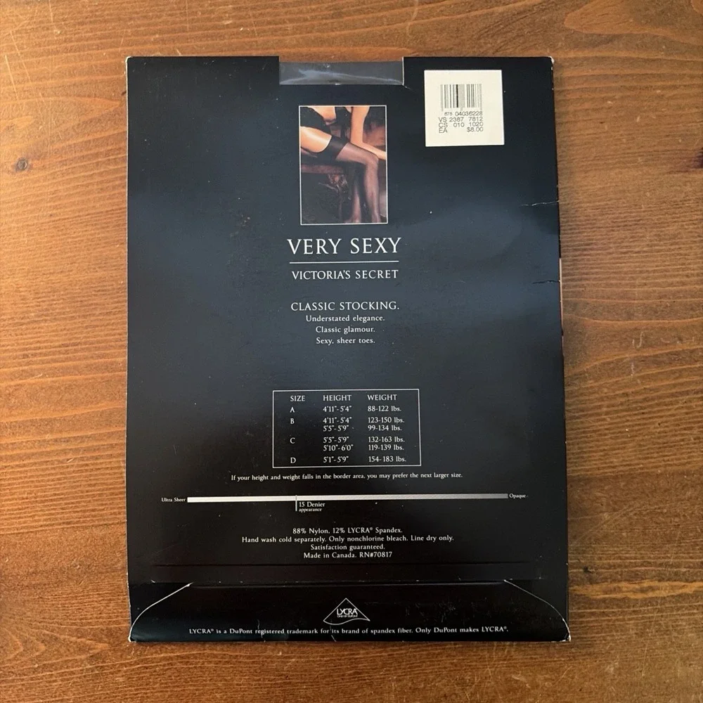 NEW Victoria's Secret Classic Stocking 15 Denier Size B Black Nylon / Spandex - Picture 4 of 4